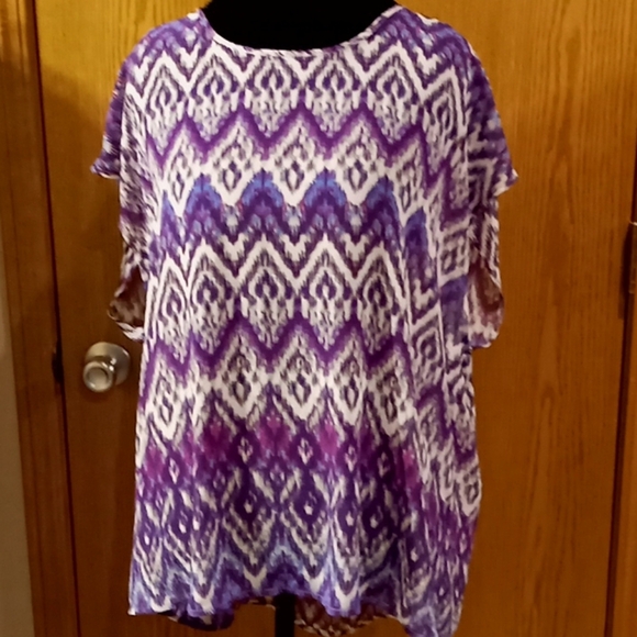 Torrid sheer coverup purple patterned open back - Picture 2 of 7